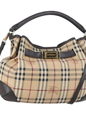 BURBERRY Nova Check Shoulder Bag PVC 2way Beige Gold